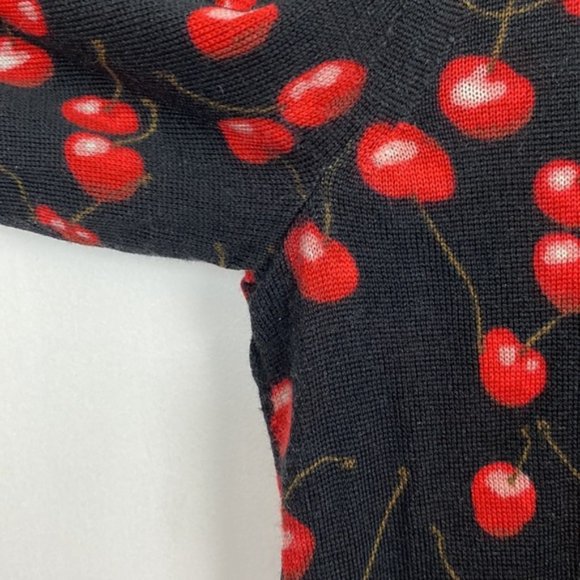 J.Crew S Cherry Print Tippi Sweater Black & Red 100% Merino Wool - Picture 5 of 12